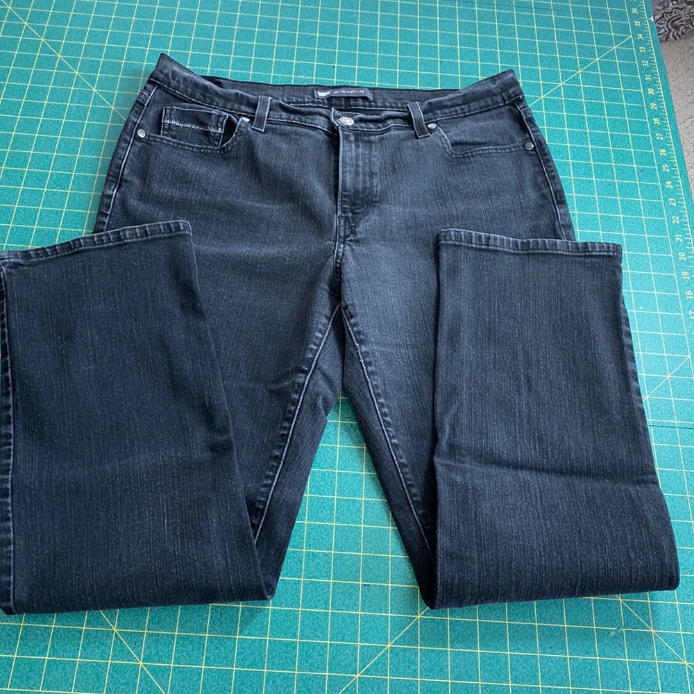 Levi’s 505 straight leg lighter black/grey jeans pants size 14